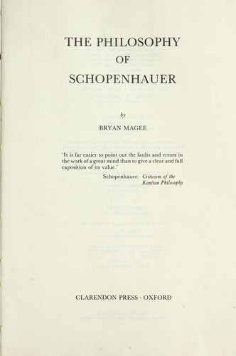 The philosophy of Schopenhauer (1987, Clarendon)