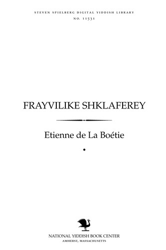 Frayṿiliḳe shḳlaferey (Yiddish language, 1951, Frayer gedanḳ)