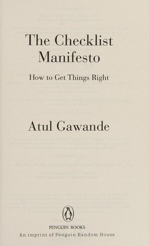 The checklist manifesto (2014, Penguin Random House, PENGUIN BOOKS INDIA)